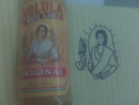Cholula Lady: C 2009; medium: Sharpie / Yellow Notepad