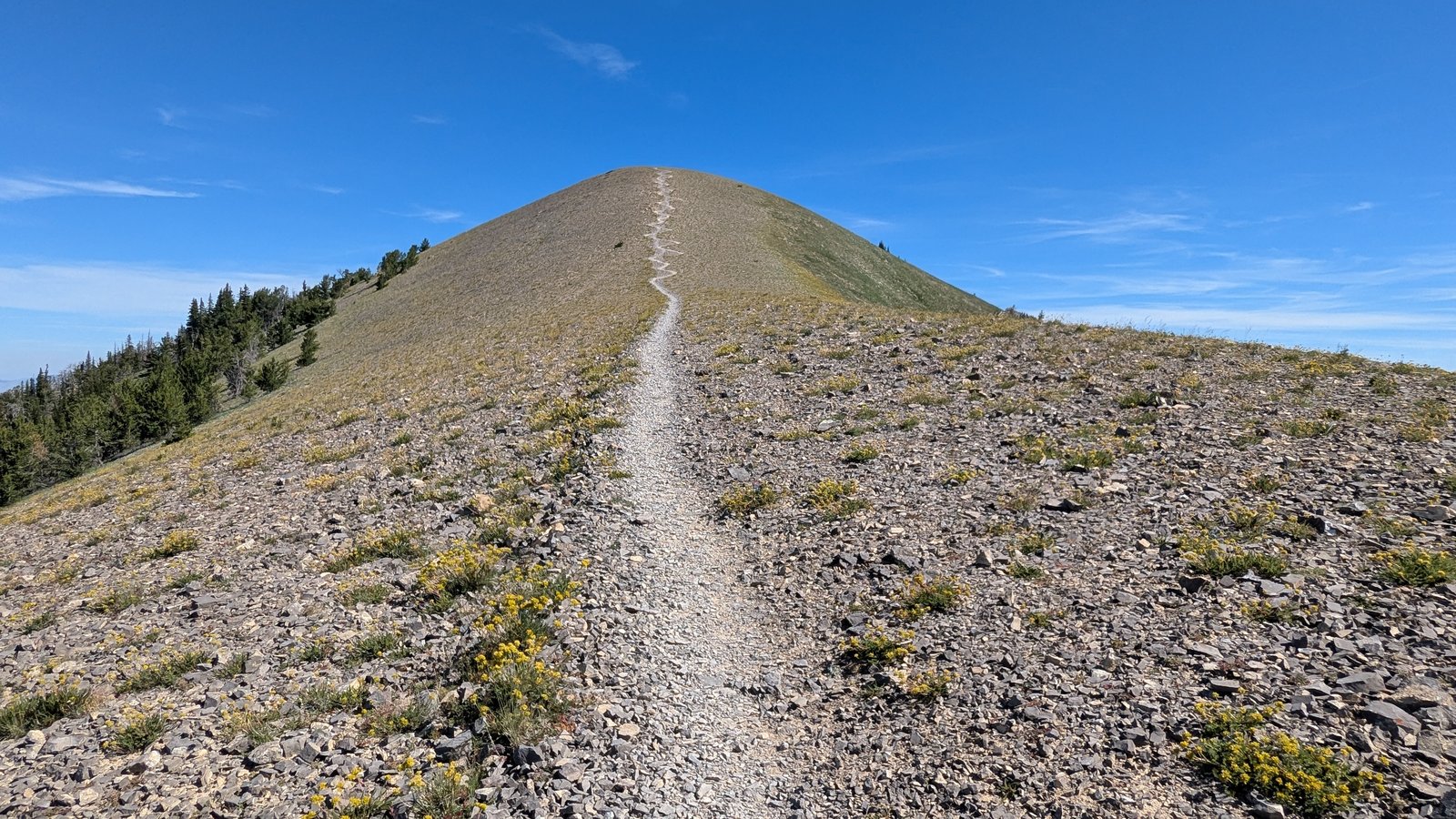 final scree climb up Baldy’s ridge