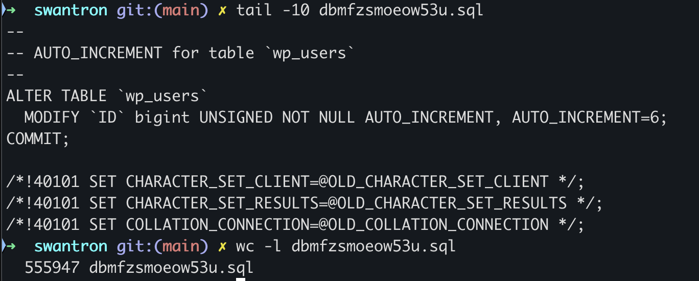 SQL file size - 555,947 lines