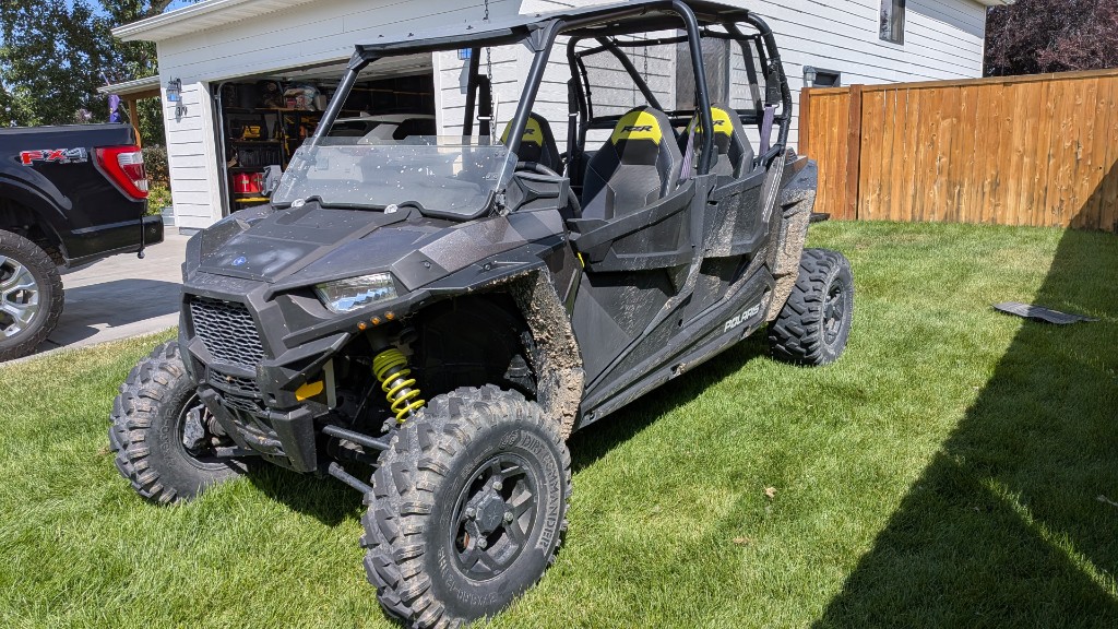 2017 RZR 4 900 in the yard after the ride