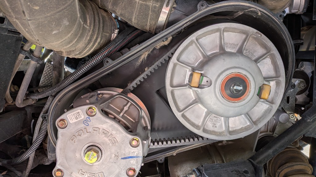 New CVT belt on the Polaris primary and TEAM secondary, cover off